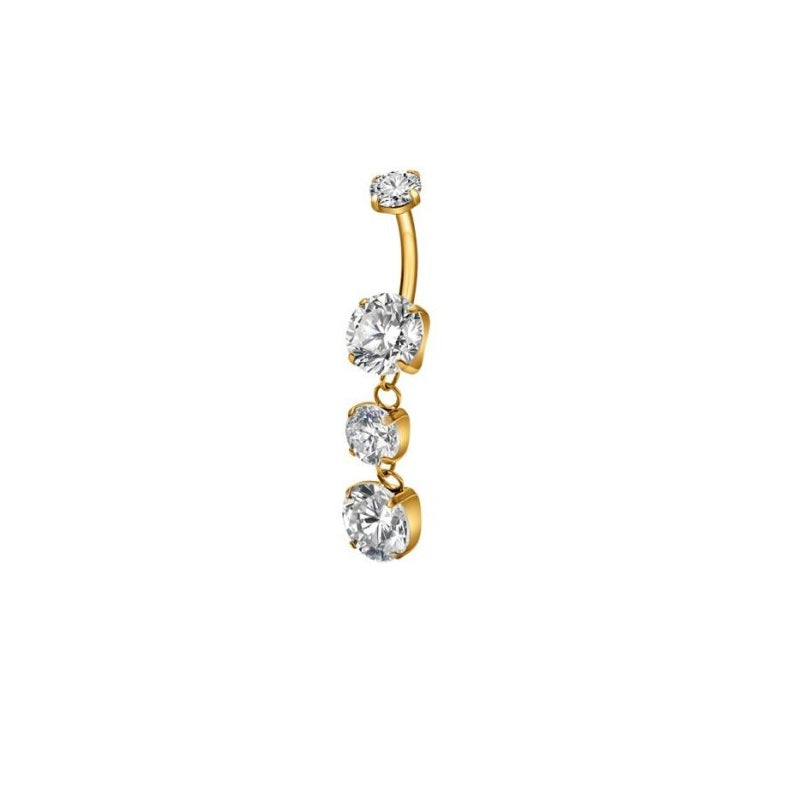 PVD Gold 4 CZ Navel Dangle