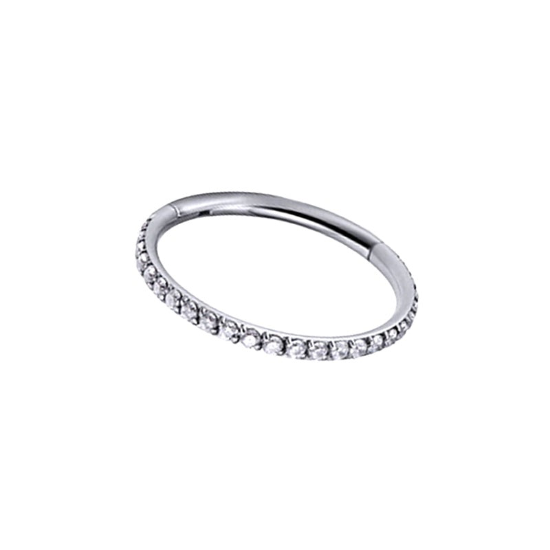 Hinged Hoop Polished With CZ Gems