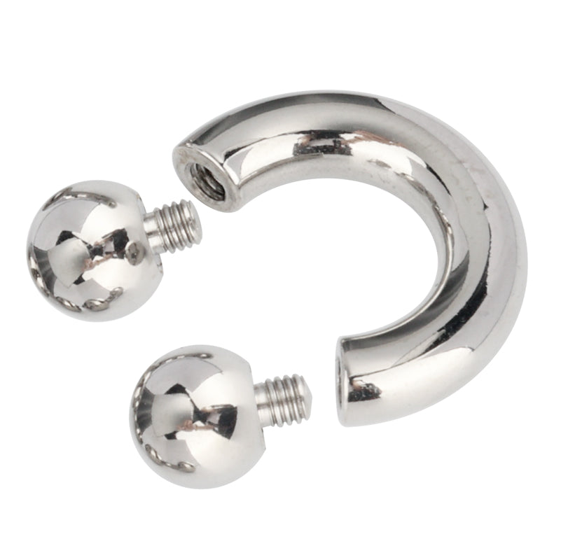 Big Gauge Circular Barbell With Balls Threaded, polished ASTM F136 titanium circular barbell