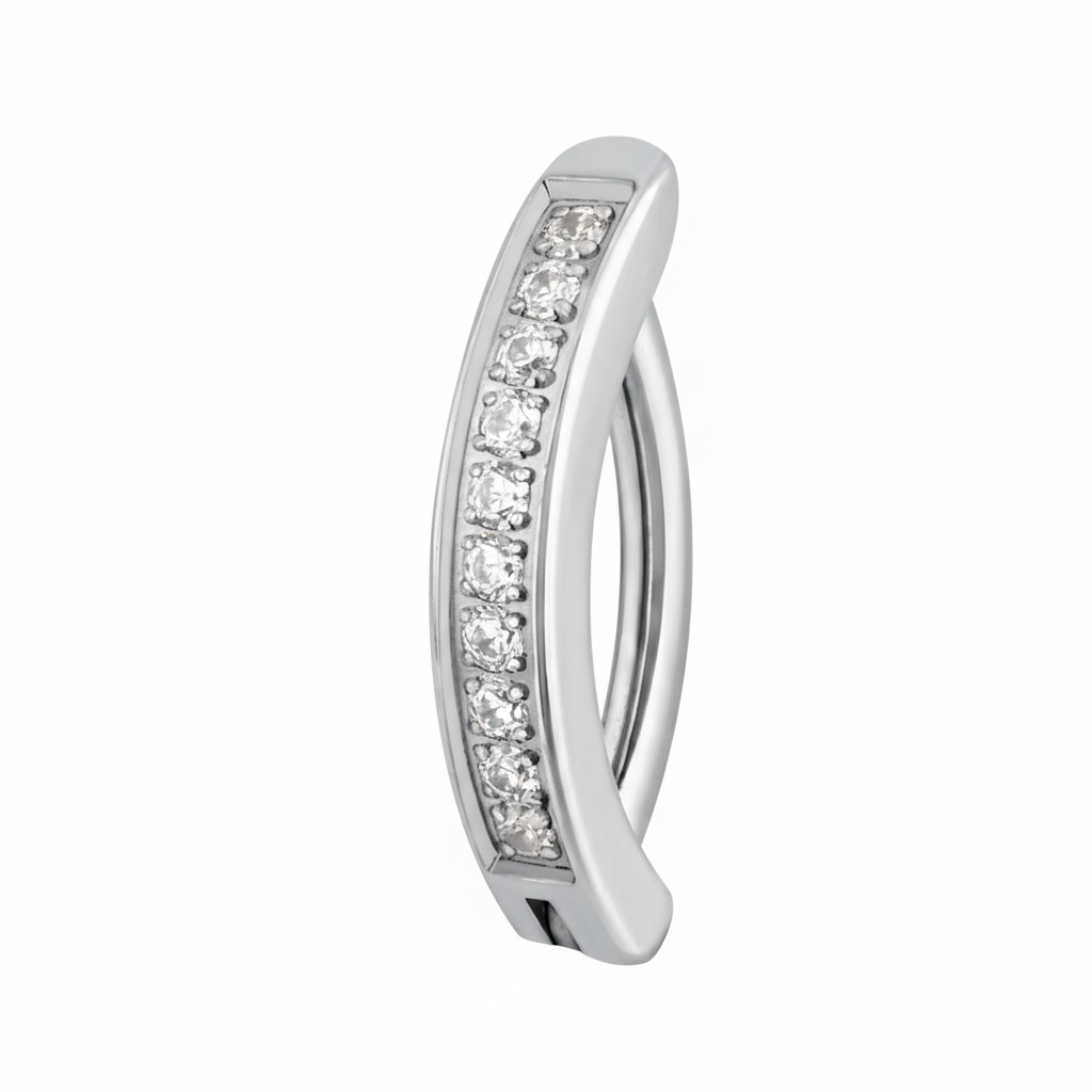Oval Navel 1 Line CZ Hinge