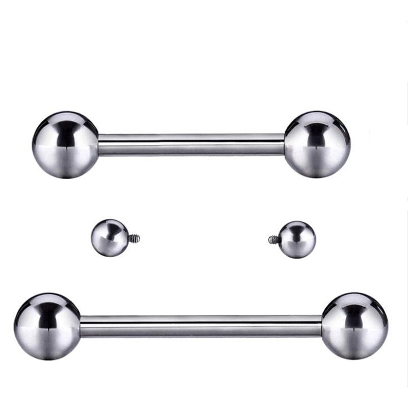 Barbell with Balls Threaded, polished ASTM F136 titanium straight barbell