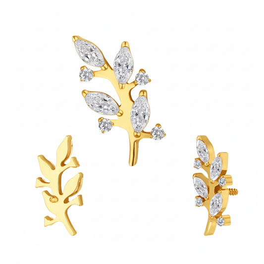 PVD 4 Marquise CZ Branch Threaded
