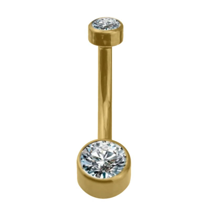 PVD Gold Double Bezel CZ Navel (Small)