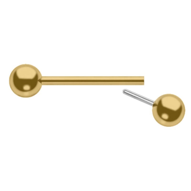 PVD Gold Barbell With Beads Press Fit