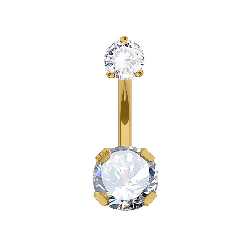 PVD Gold Double Round CZ Navel