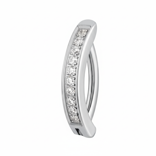 Oval Navel 1 Line CZ Hinge