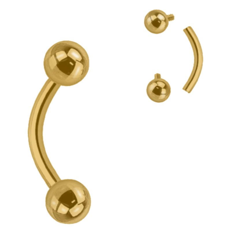 PVD Gold Curved Barbell Threaded