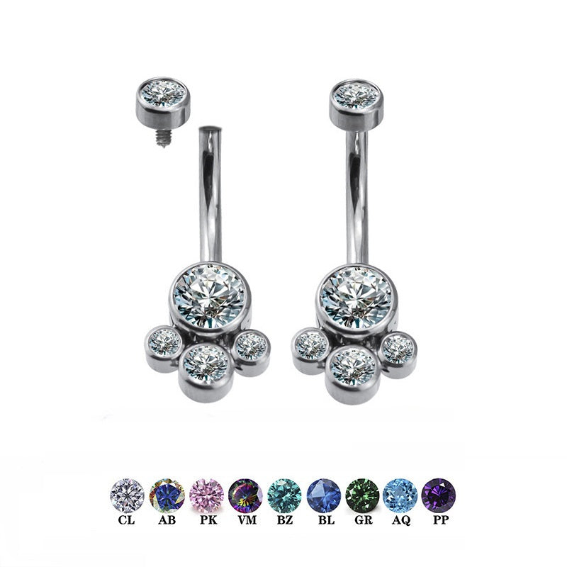 4 CZ Stone Wide Cluster Navel