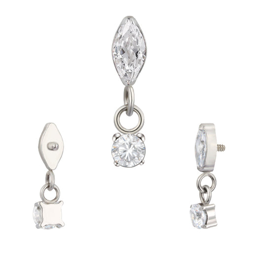 Bezel Marquise CZ With Prong Set CZ Chain Dangle