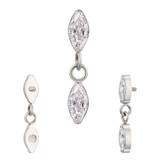 Bezel Marquise CZ With Marquise CZ Chain Dangle